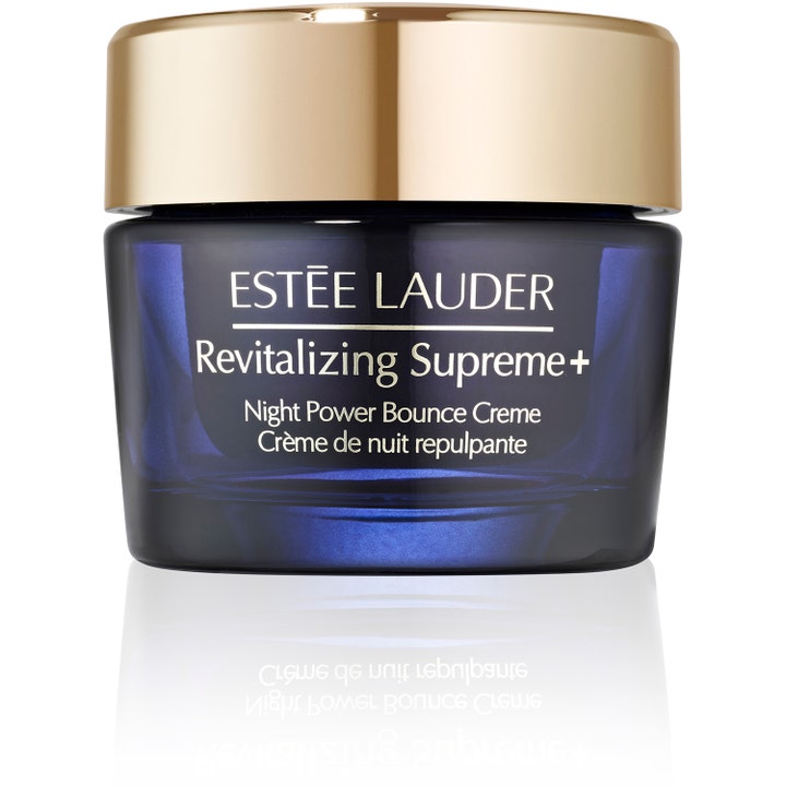 Estée Lauder Revitalizing Supreme+ Night Power Bounce Creme 50ml nattkrem gir spenst i mørkeblå krukke med gulllokk