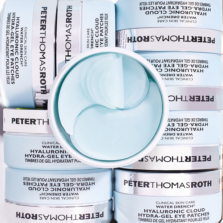 Peter Thomas Roth Water Drench Eye Patches 30 stk fuktighetsgivende øyemasker med lyseblå gel i en åpen krukke