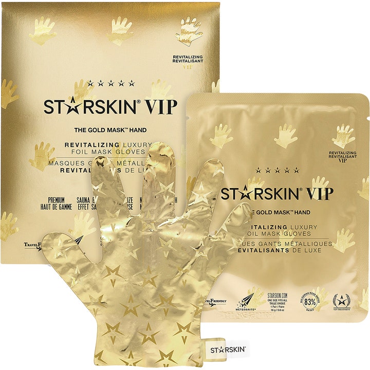 Starskin VIP The Gold Mask Hand 1 par revitaliserende håndmaske gullfargede foliehansker med stjernemønster