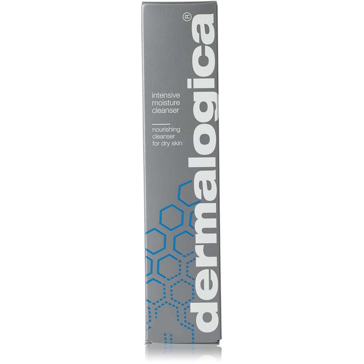 Dermalogica Intensive Moisture Cleanser 295 ml pleiende ansiktsrens i grå eske med blått sekskantet mønster