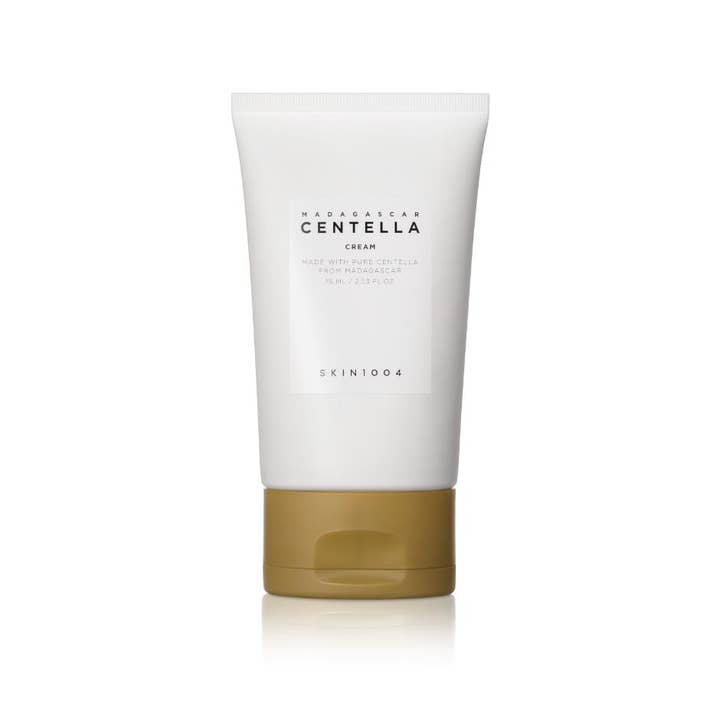 SKIN1004 Madagascar Centella Cream 75 ml beroligende ansiktskrem i hvit tube med brunt lokk