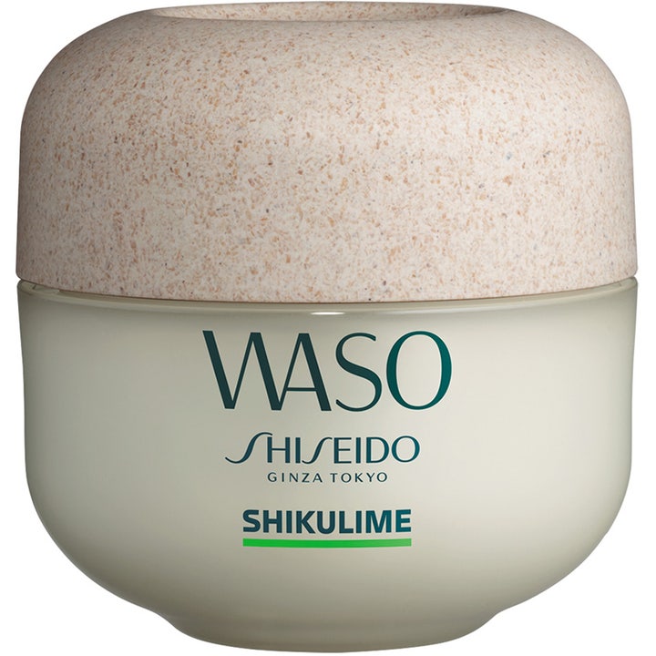Shiseido WASO Shikulime 50ml fuktighetsgivende ansiktskrem i en rund beige krukke med et unikt spettet lokk.