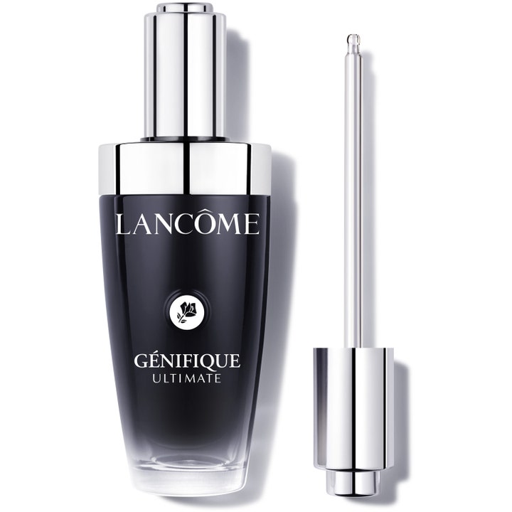Lancôme Génifique Ultimate 50 ml reparerende ansiktsserum i sort glassflaske med sølvfarget pipette