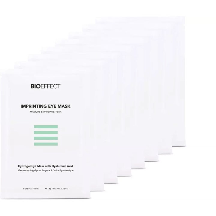 Bioeffect Imprinting Eye Mask 8 stk fuktighetsgivende hydrogel øyemasker i hvite poser med grønne striper