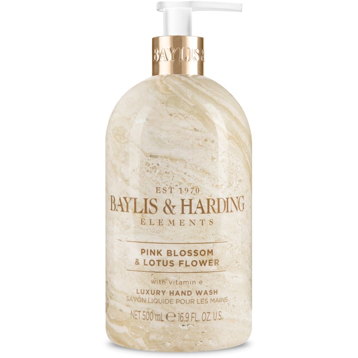 Baylis & Harding Pink Blossom & Lotus Flower 500 ml håndsåpe i marmormønstret flaske med gulldetaljer