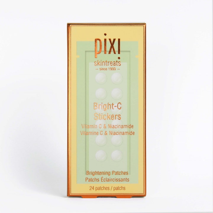 Pixi Bright-C Stickers 24 stk opplysende spot treatment med vitamin C i eske med gullkant og synlige runde patches