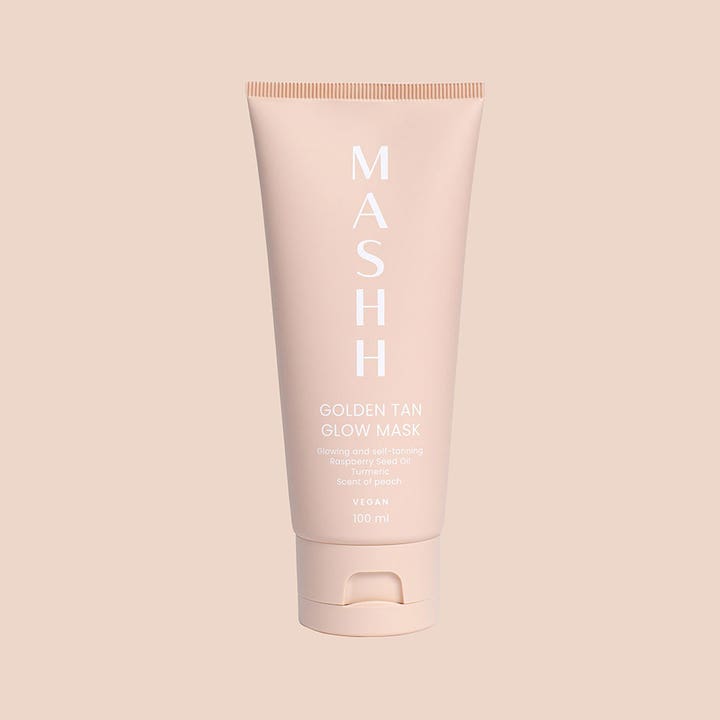 MASHH Golden Tan & Glow Mask 100 ml vegansk ansiktsmaske i beige tube som gir huden glød og naturlig farge.