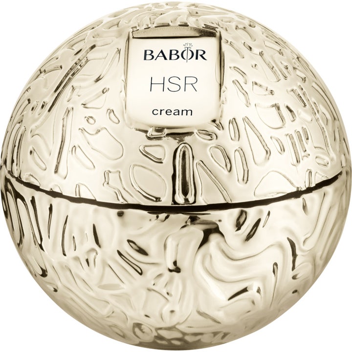 Babor HSR Lifting Cream 50ml oppstrammende ansiktskrem i en unik gullfarget sfærisk krukke med teksturert mønster.
