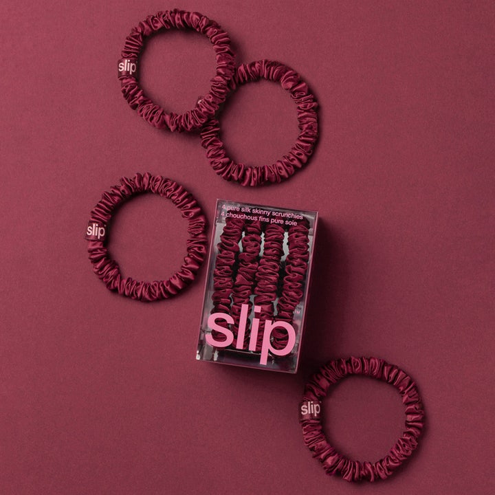 Pure Silk Skinny Scrunchies Maroon