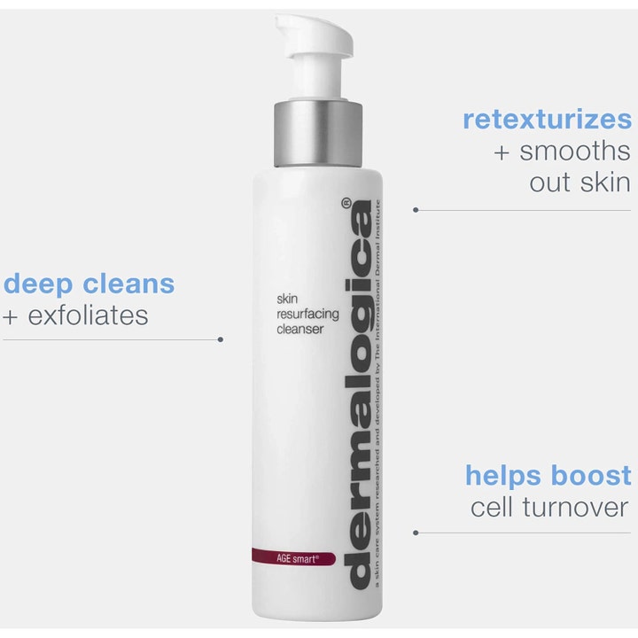 Dermalogica AGE smart Skin Resurfacing Cleanser 150 ml eksfolierende ansiktsrens i hvit pumpeflaske som glatter ut huden