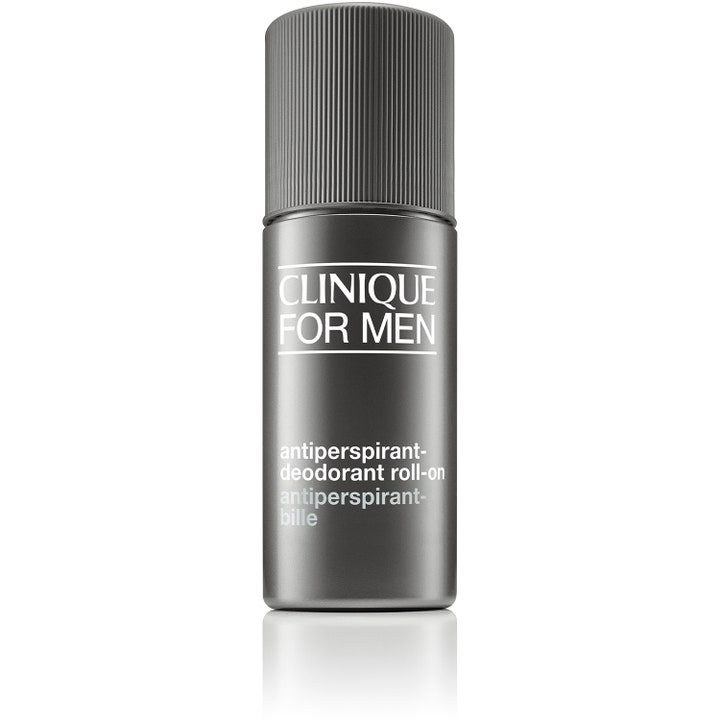 Clinique For Men Antiperspirant-Deodorant Roll-On 75 ml som beskytter mot svette i grå emballasje med rillet kork