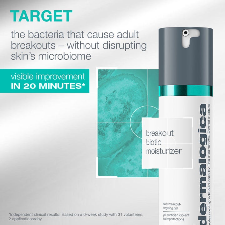 Dermalogica Breakout Biotic Moisturizer 50 ml ansiktsgel i hvit pumpeflaske som gir synlig resultat på 20 minutter.