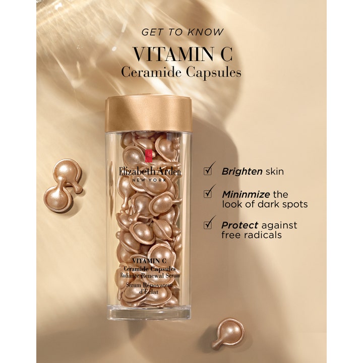 Elizabeth Arden Vitamin C Ceramide Capsules 30 stk serum i gullkapsler som lysner huden og minimerer mørke flekker