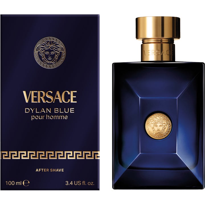 Versace Pour Homme Dylan Blue 100 ml aftershave i dyp blå glassflaske og eske med gullelementer