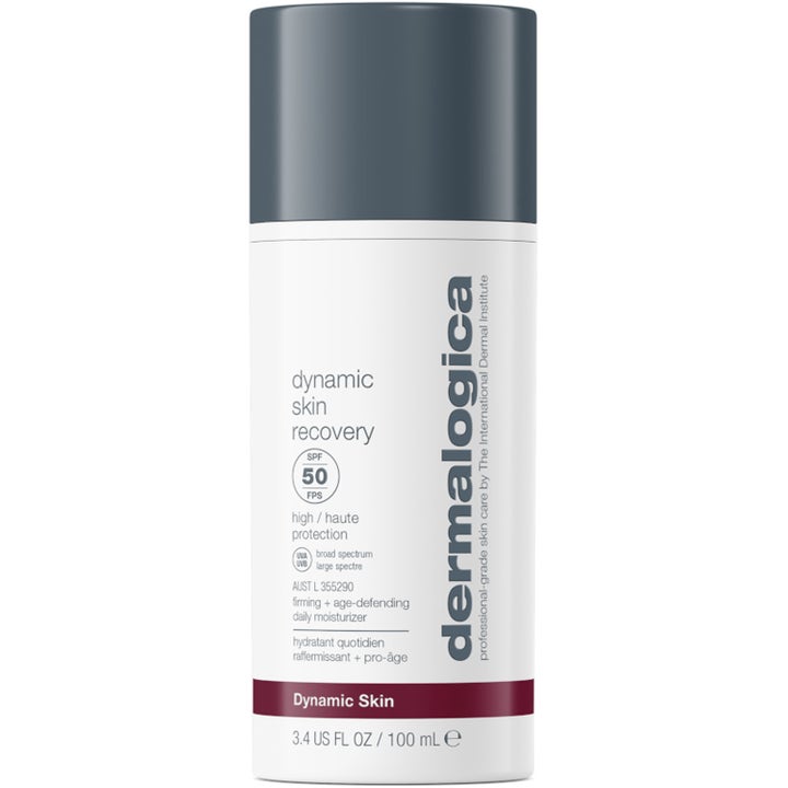 Dermalogica Dynamic Skin Recovery 100 ml fuktighetsgivende dagkrem med SPF 50 i hvit flaske med grått lokk.