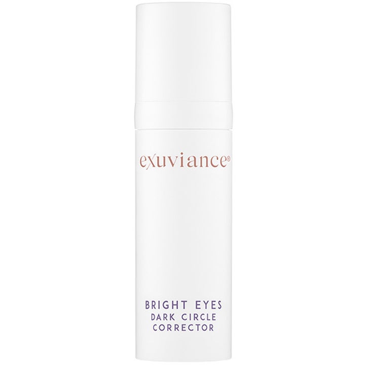 Exuviance Bright Eyes Dark Circle Corrector 15 ml lysnende øyekrem i hvit pumpeflaske som demper mørke ringer