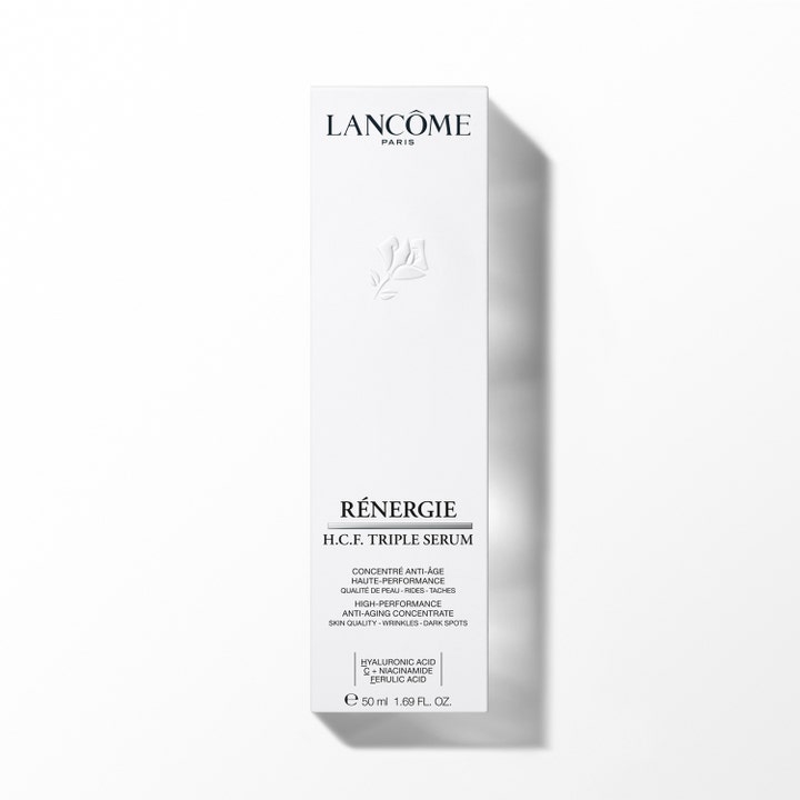 Lancôme Rénergie H.C.F. Triple Serum 50 ml anti-aging ansiktsserum i hvit eske med hyaluronsyre og niacinamid