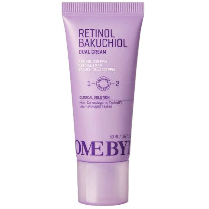Some By Mi Retinol Bakuchiol Dual Cream 50 ml fornyende ansiktskrem i en lys lilla tube med matchende lilla kork.
