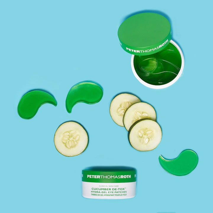Peter Thomas Roth Cucumber De-Tox 60 stk fuktighetsgivende øyemasker med grønne gelpatcher og friske agurkskiver