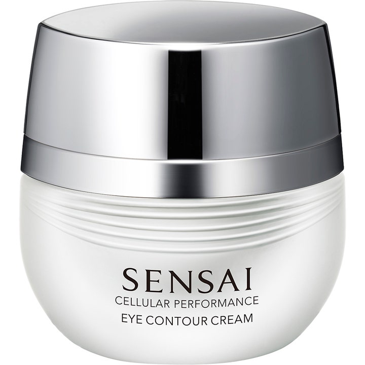 Sensai Cellular Performance Eye Contour Cream 15 ml øyekrem i hvit krukke med sølvlokk som gir fukt