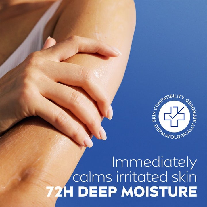 NIVEA Repair & Care Fragrance Free Body Lotion 400 ml beroliger irritert hud og gir 72 timers dyp fuktighet.