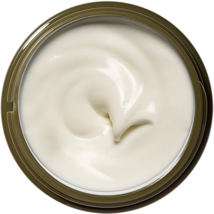 Origins Plantscription Powerful Lifting Face Cream 50 ml løftende ansiktskrem med hvit kremet tekstur i mørkegrønn krukke