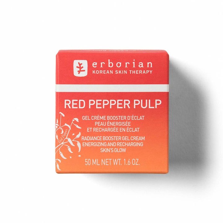 Erborian Red Pepper Pulp 50 ml energigivende dagkrem i rød eske som booster hudens glød og utstråling.