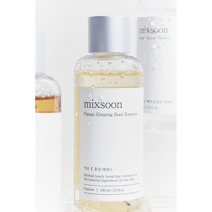 Mixsoon Panax Ginseng Root Essence 100 ml nærende ansiktsserum i klar flaske med søfarget kork
