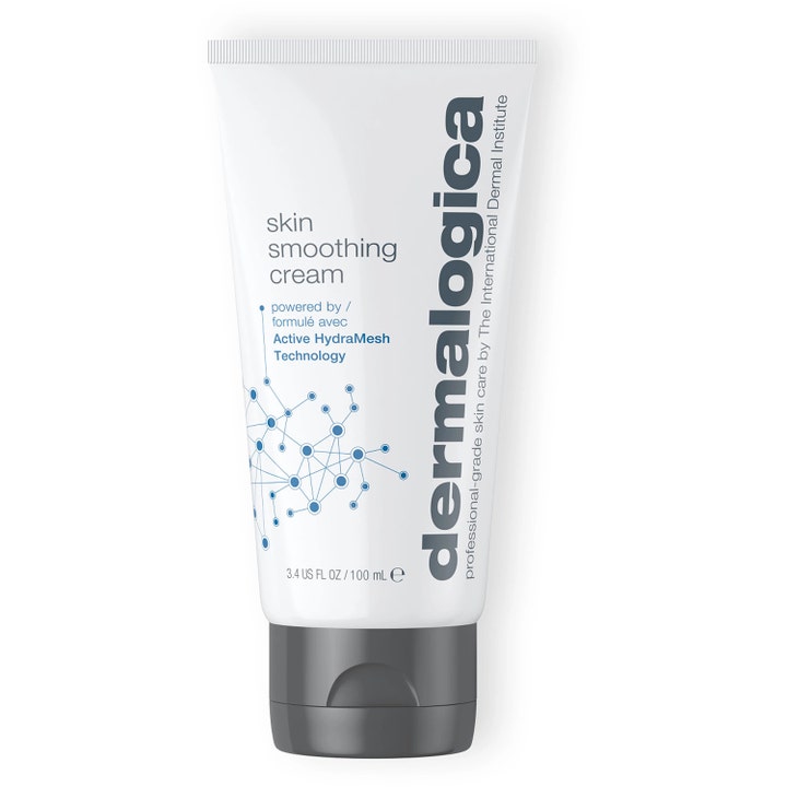 Dermalogica Skin Smoothing Cream 100 ml fuktighetsgivende ansiktskrem i hvit tube med grått lokk og blått mønster