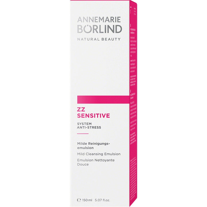 Annemarie Börlind ZZ Sensitive Mild Cleansing Emulsion 150 ml beroligende ansiktsrens i hvit og rosa eske