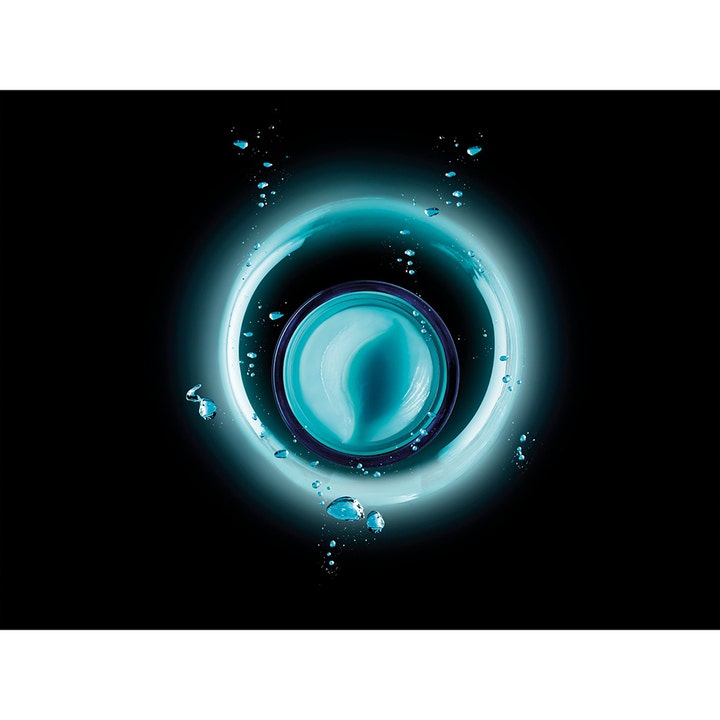 Biotherm Aquasource Night Spa 50 ml fuktighetsgivende nattkrem med lyseblå gelkrem i åpen krukke og vanndråper