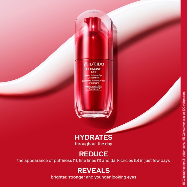 Shiseido Ultimune Power Infusing Eye Concentrate 15 ml øyekrem mot mørke ringer og hovenhet i rød pumpeflaske