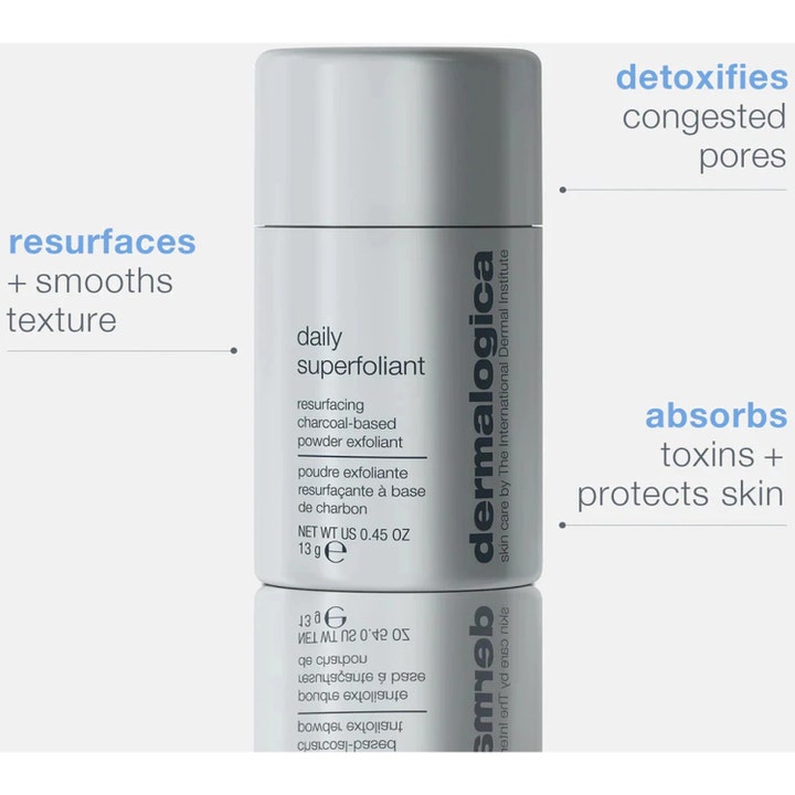 Dermalogica Daily Superfoliant 13 g eksfoliering i grå beholder som renser porer og glatter ut hudtekstur.
