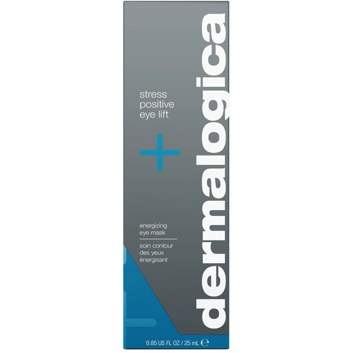 Dermalogica Stress Positive Eye Lift 25 ml energigivende øyekrem i grå ytteremballasje med blått plusstegn