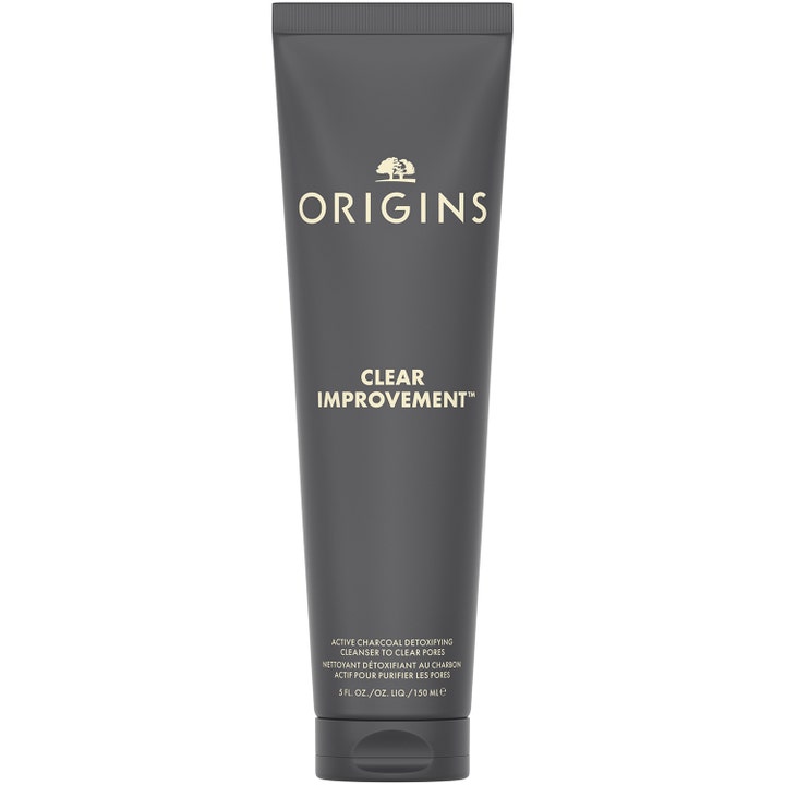 Origins Clear Improvement 150 ml ansiktsrens med aktivt kull som renser porer i en mørkegrå tube
