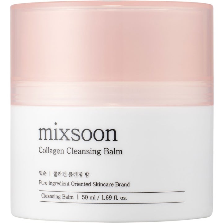 mixsoon Collagen Cleansing Balm 50 ml rensende balm som gir spenst i en hvit krukke med et lyserosa lokk