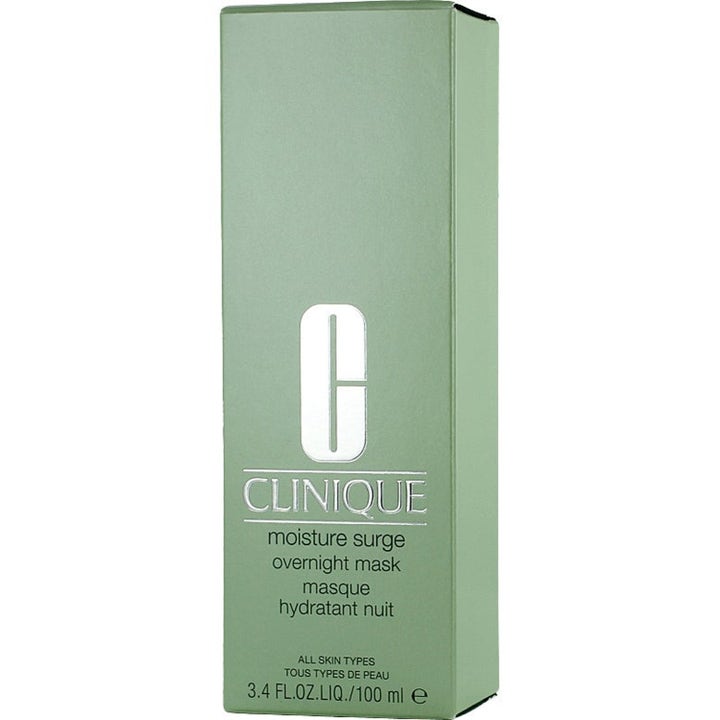 Clinique Moisture Surge Overnight Mask 100 ml fuktighetsgivende ansiktsmaske i en grønn eske med sølvdetaljer