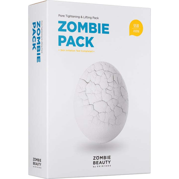 Skin1004 Zombie Beauty Zombie Pack porestrammende ansiktsmaske i hvit eske med bilde av et sprukket hvitt egg