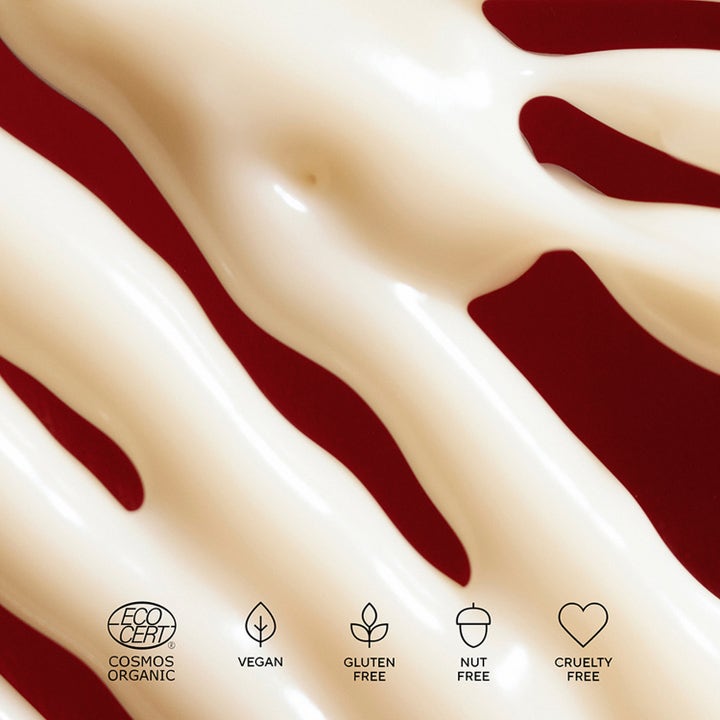 MÁDARA Derma Collagen Peptide Day Cream 50 ml fuktighetsgivende dagkrem med hvit fyldig tekstur og veganske ikoner