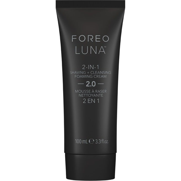 FOREO LUNA Shaving & Cleansing Foaming Cream 2.0 100 ml 2-i-1 ansiktsrengjøring og barberkrem i matt sort tube