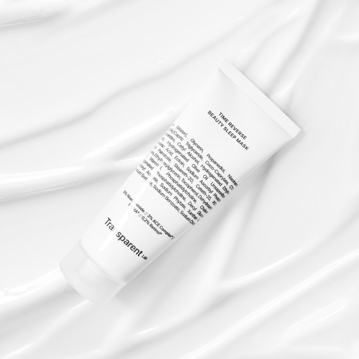 Niche Beauty Lab Transparent Lab Time Reverse Beauty Sleep Mask 75 ml nattmaske med retinol på kremet hvit tekstur