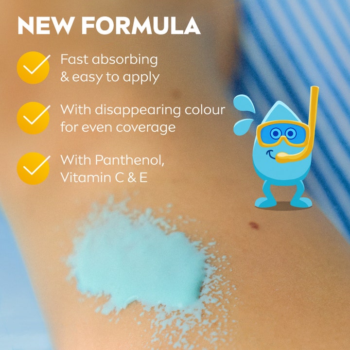 NIVEA Sun Protect & Care Kids Spray 200 ml solkrem barn med blå formula som forsvinner og gir jevn solbeskyttelse