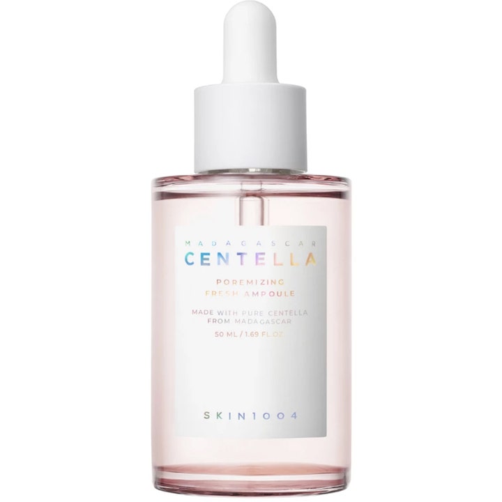 SKIN1004 Madagascar Centella Poremizing Fresh Ampoule 50 ml beroligende ansiktsserum i glassflaske med hvit pipette