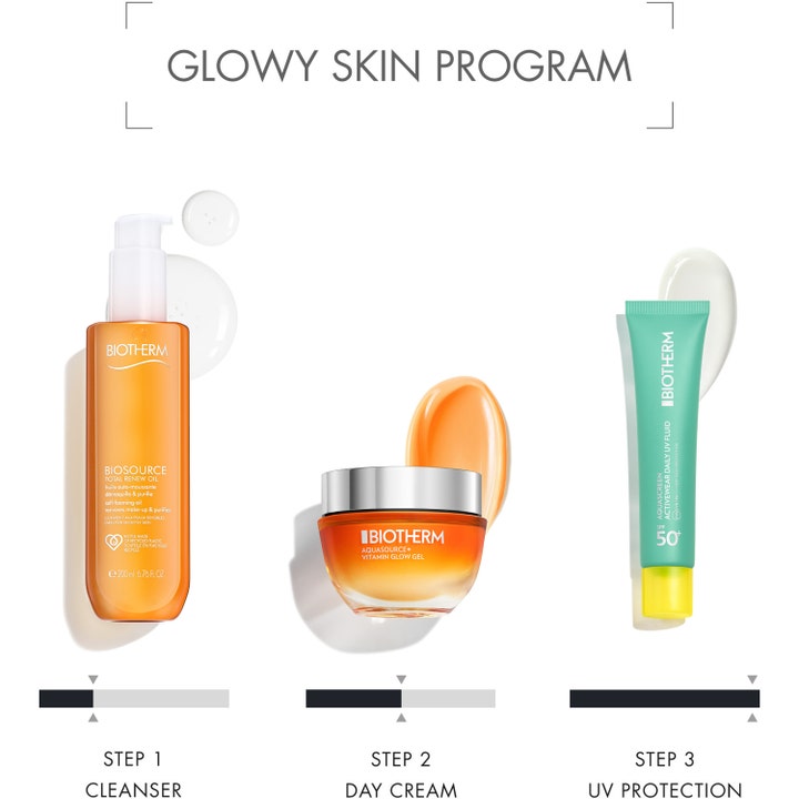 Biotherm Aquascreen Uv Daily SPF50 40 ml solkrem for ansiktet i grønn tube som steg tre i et glødgivende program