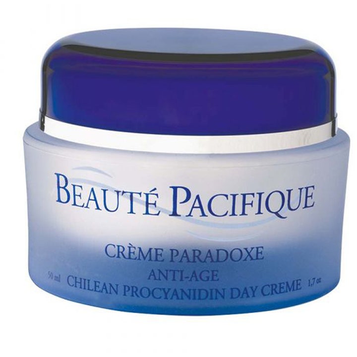 Beauté Pacifique Crème Paradoxe 50 ml anti-age dagkrem i frostet glasskrukke med mørkeblått lokk og sølvdetaljer.