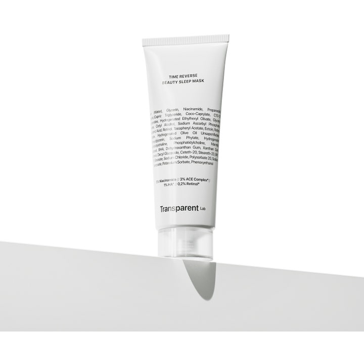 Transparent Lab Time Reverse Beauty Sleep Mask 75 ml fornyende nattmaske med retinol og niacinamid i hvit tube