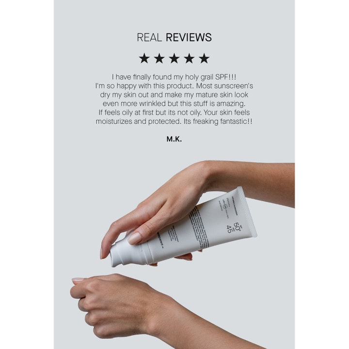 Niche Beauty Lab Transparent Lab Invisible Sunscreen 100 ml beskytter huden i hvit tube med pumpe og en kundeomtale