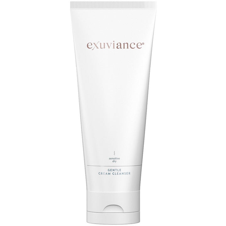 Exuviance Gentle Cream Cleanser 212ml beroligende ansiktsrens for tørr hud i hvit tube med logo i rosegull.