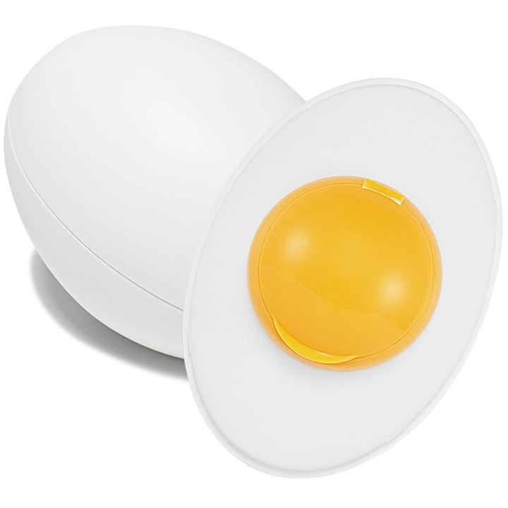 TonyMoly Egg Pore Silky Smooth Balm 20g poreminimerende primer i hvit eggformet krukke og lokk med gul eggeplomme.