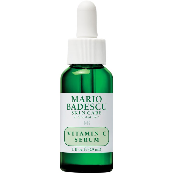 Mario Badescu Vitamin C Serum 29 ml glødgivende ansiktsserum i grønn glassflaske med hvit pipette.